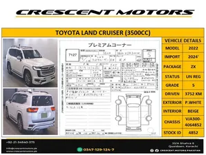 Toyota Land Cruiser ZX Gasoline 3.5L 2022 for Sale