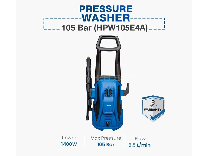 Hyundai Pressure Washer 105 Bar (HPW105E4A) Image-1