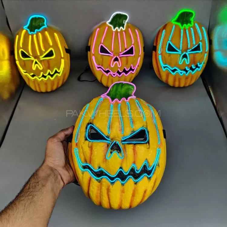 Universal Pumkin Style Neon Halloween Mask, Led Purge Mask 3 Lighting Modes For Costplay 1 Pc Image-1